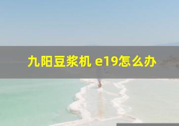 九阳豆浆机 e19怎么办